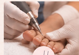 Cuidados profissionais de pedicure medical